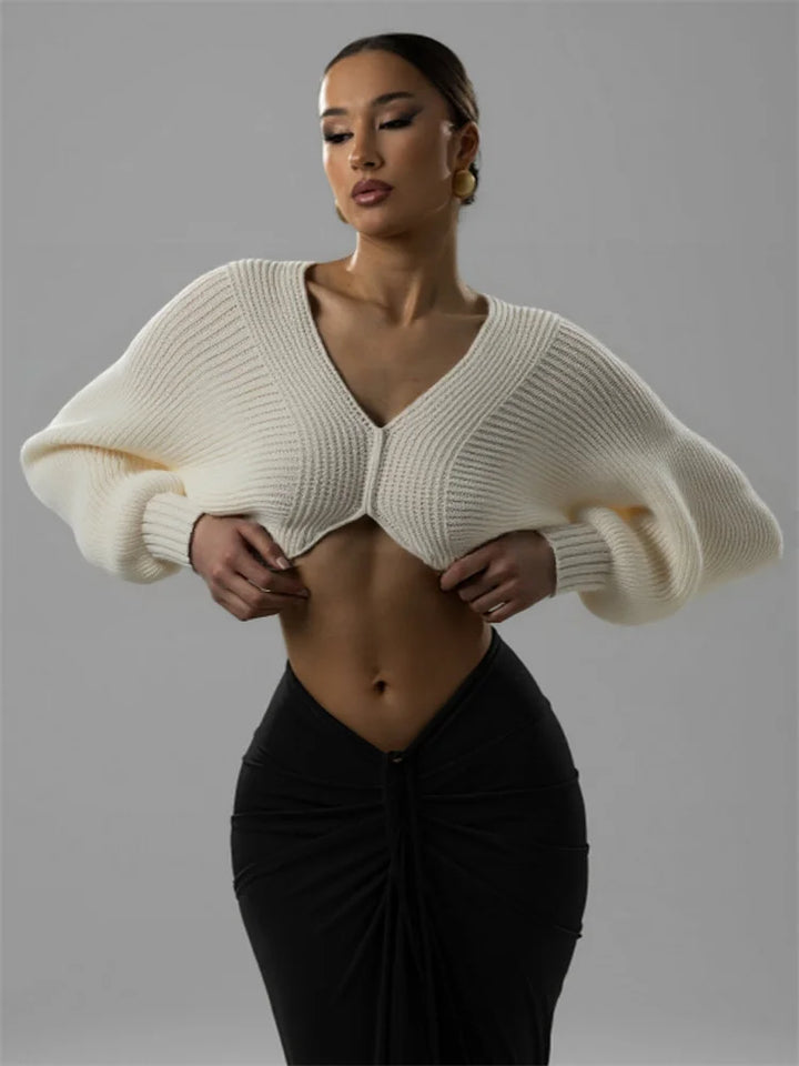 Knit Crop Top  Long Sleeves