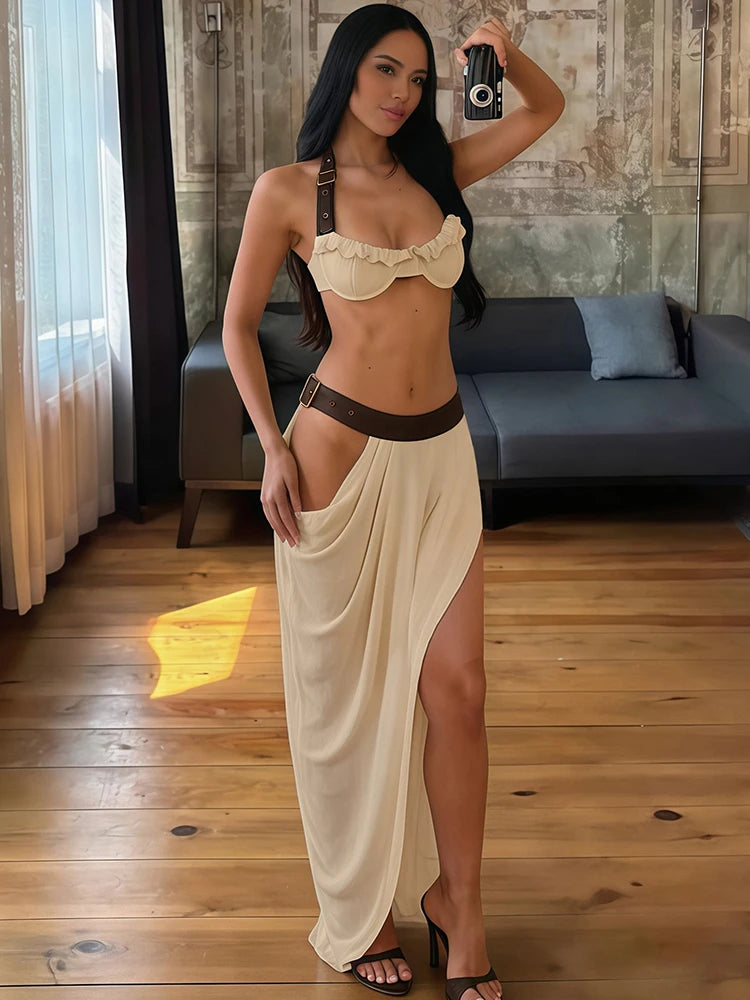 Chelly Sexy Metal Buckle Belt Set