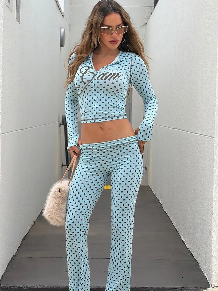 Sporty Polka Tracksuit 2-Piece Set