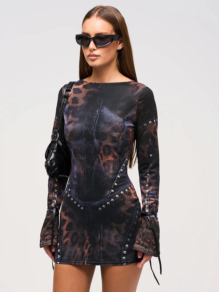 Chelly Leopard Print Women Dress