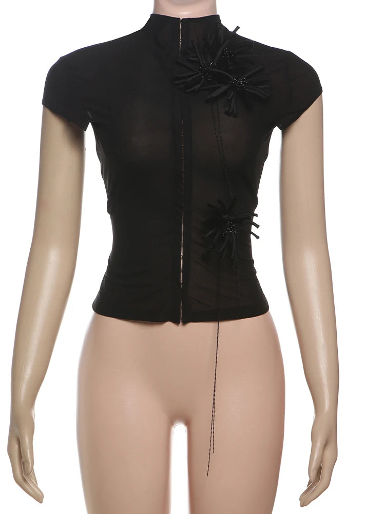 See Through  High Neck Tassel