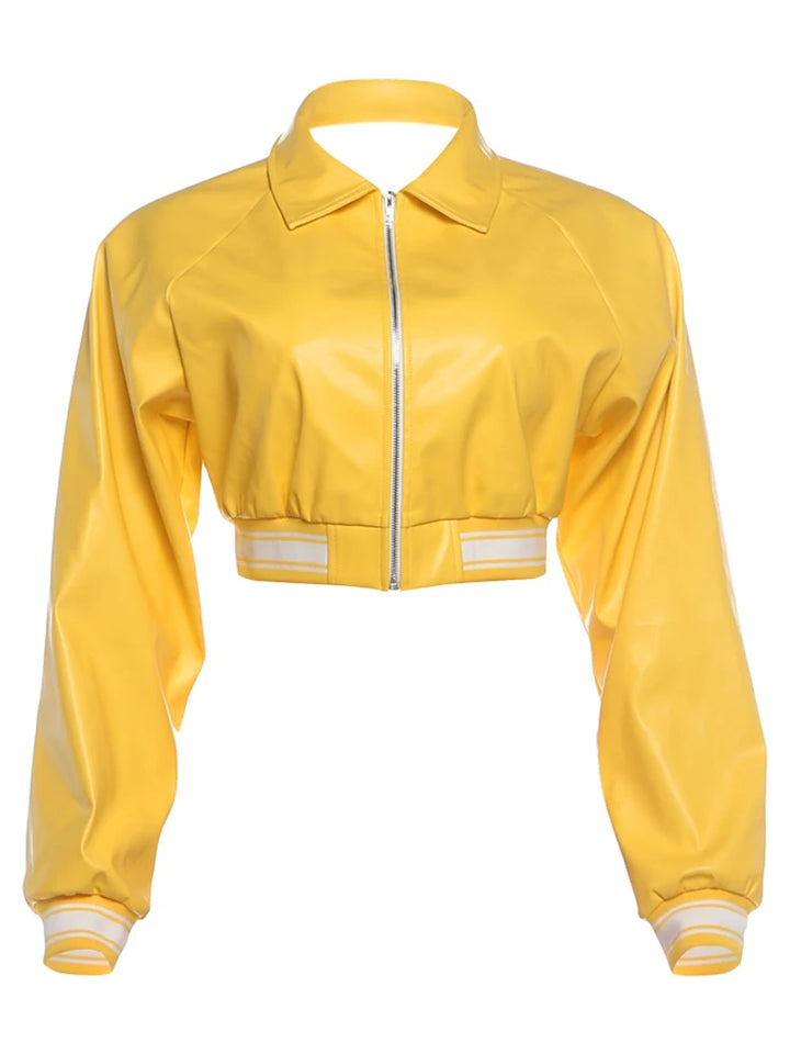 Lapel Jacket Woman Leather