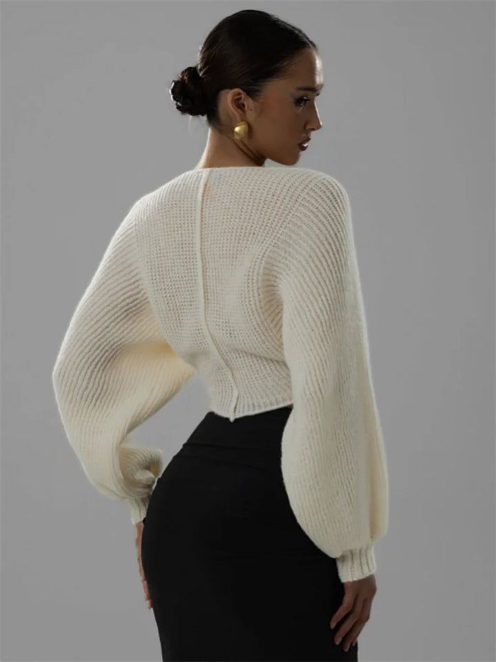 Knit Crop Top  Long Sleeves