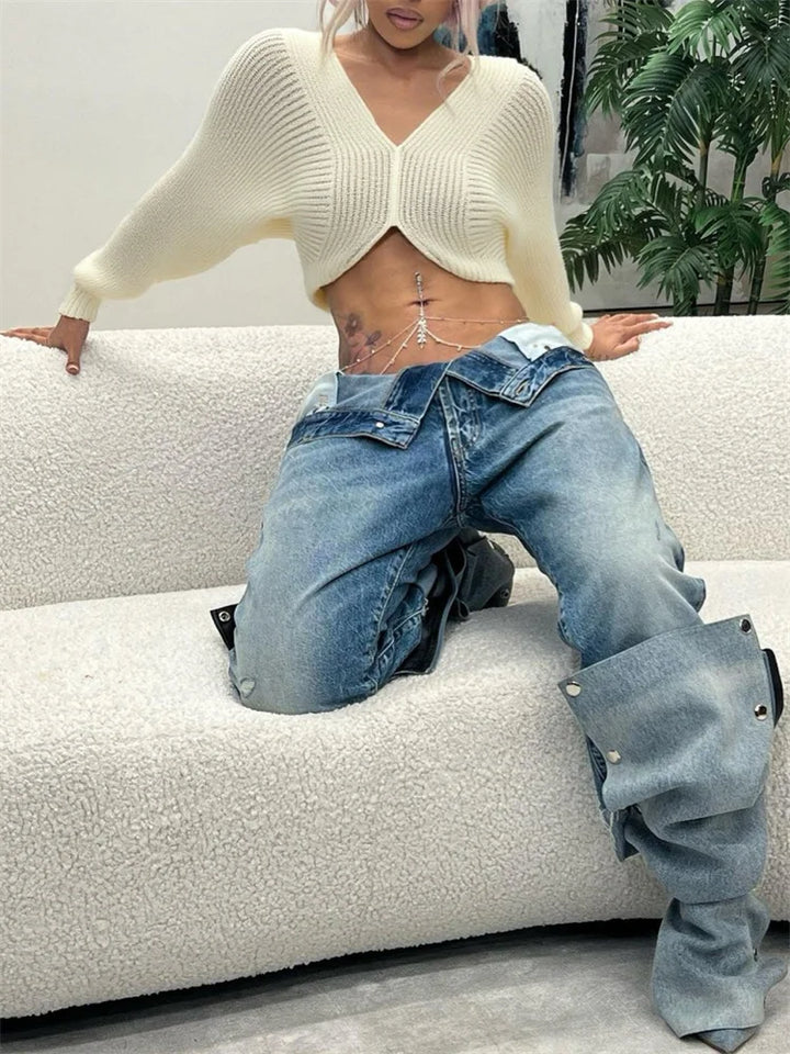 Knit Crop Top  Long Sleeves