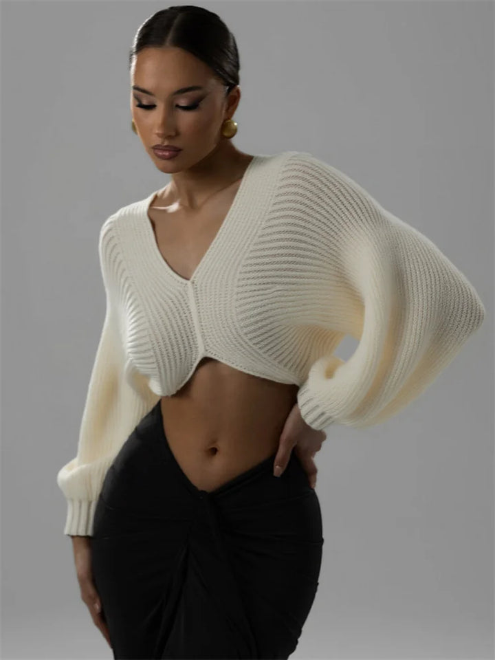 Knit Crop Top  Long Sleeves