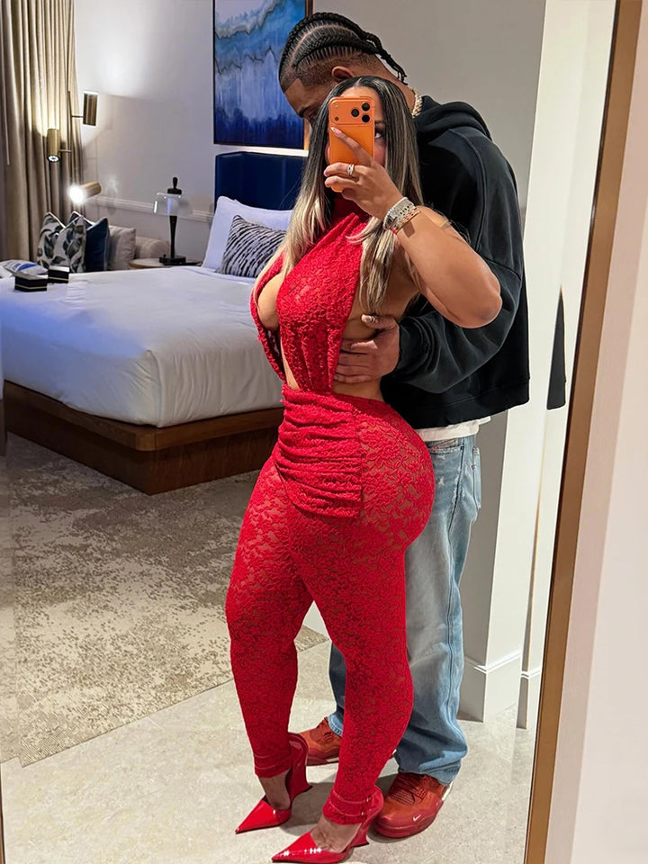 Hollow Jumpsuit Backless Halter