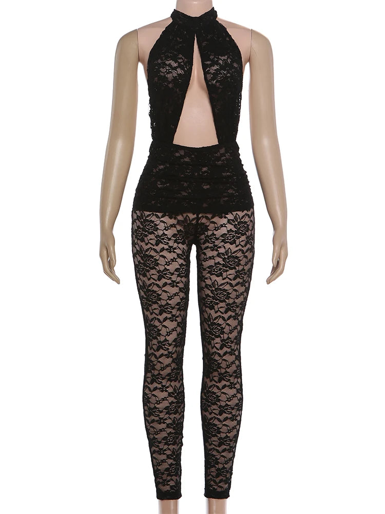 Hollow Jumpsuit Backless Halter