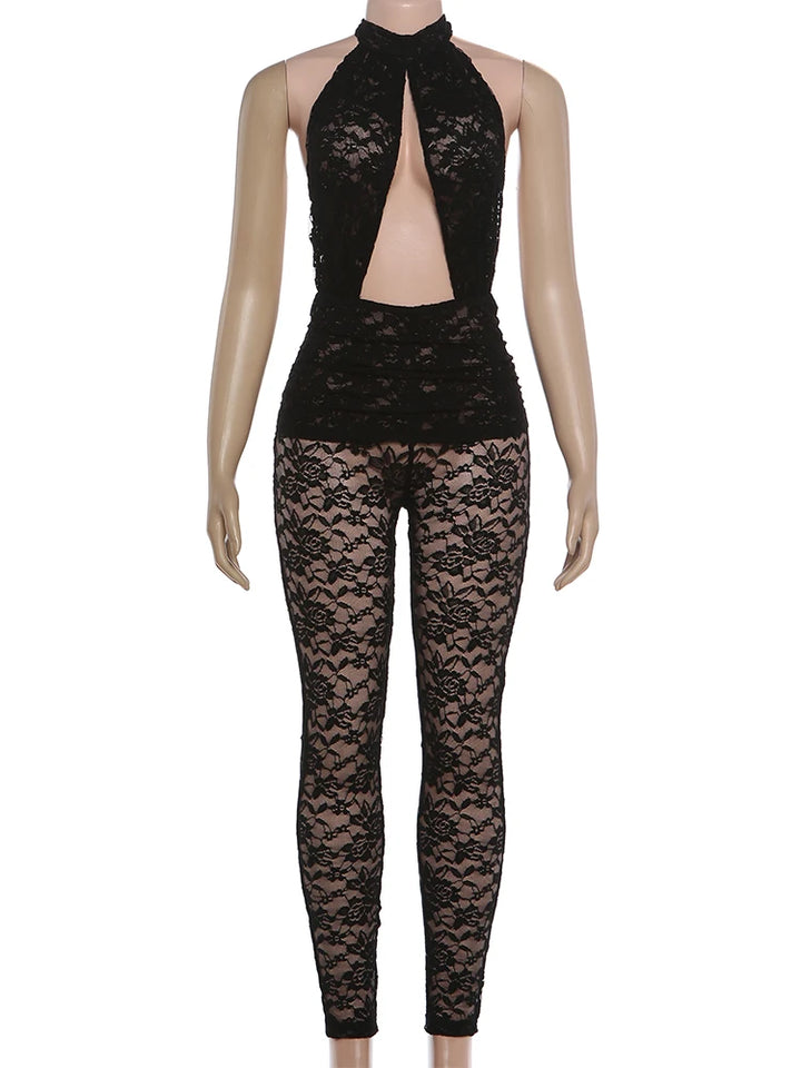 Hollow Jumpsuit Backless Halter